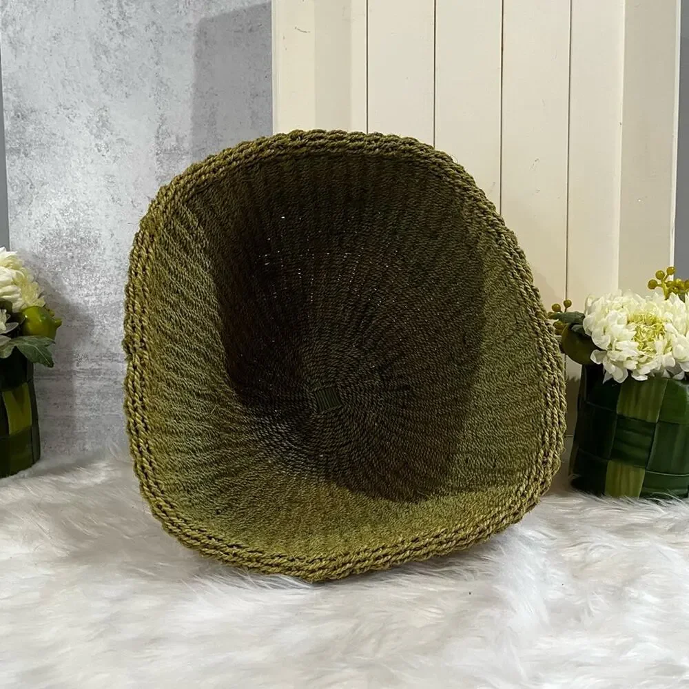 NEW Pottery Barn Seagrass Raffia Flower Planter Basket Limited Edition LG NWOT